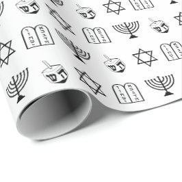 Moderna svarta jewant icons mönster Hanukkah Presentpapper