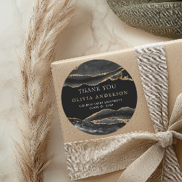 Moderna svarta och gyllene examenspresenter tack s runt klistermärke