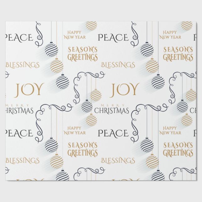 Moderna svarta och gyllene julmeddelanden presentpapper (Seam)