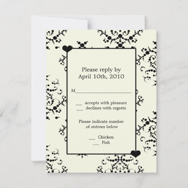 Moderna svarta och off-white bröllop RSVP-kort OSA Kort (Framsida)