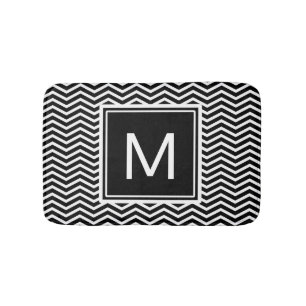 Moderna svarta och vita kronor med Monogram Badrumsmatta