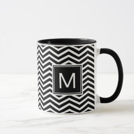 Moderna svarta och vita kronor med Monogram Mugg