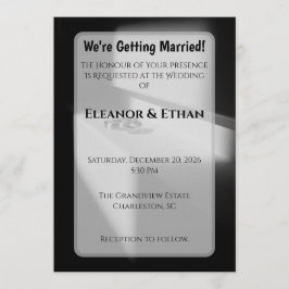 Moderna svarta och vita skuggringar för förlovning inbjudningar