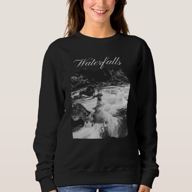 Moderna svarta och vita vattenfall t shirt (Framsida)