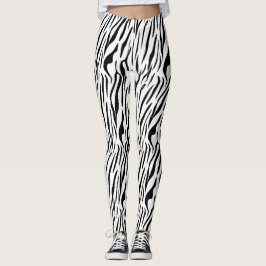 Moderna svarta och vita zebra randiga djur leggings