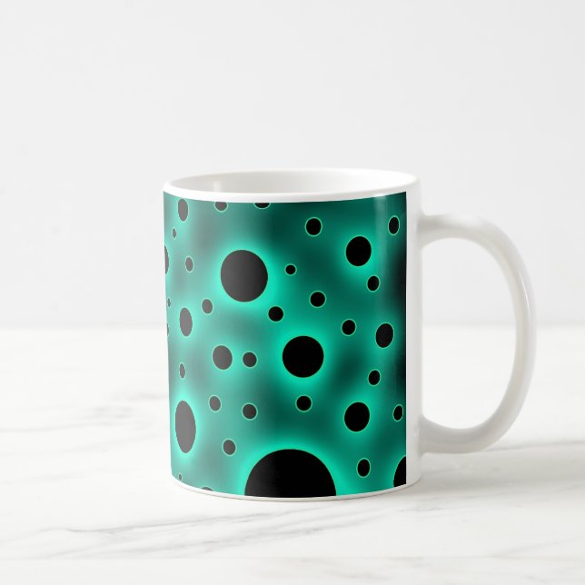 Moderna svarta prickar över turkos kaffemugg (Höger)