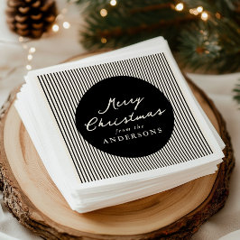 Moderna svarta randiga God Jul Pappersservett