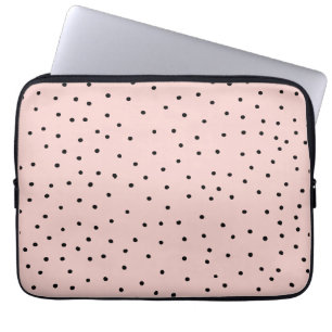 Moderna svarta rosa akvarell söta prickar laptop fodral