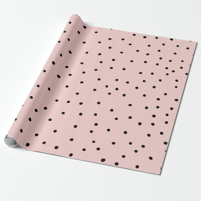 Moderna svarta rosa akvarell söta prickar presentpapper (Utrullad)