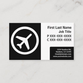 Moderna svarta vita enkla flygplanskort visitkort