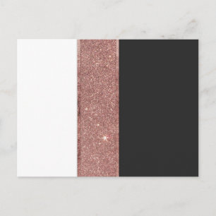 Moderna Svarta vita Färg-block Ro Guld Glitter Vykort