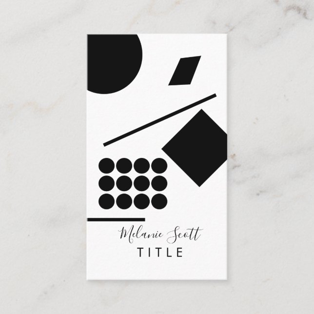 Moderna svarta vita geometriska former linjer visitkort (Framsida)