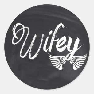 moderna svartmålsskript honeymoon wifey runt klistermärke
