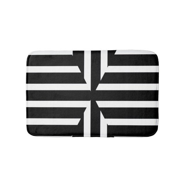 Moderna svartvita heltäckande görar randig badrumsmatta (Framsidan)