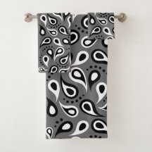 Moderna svartvita Paisley på grått