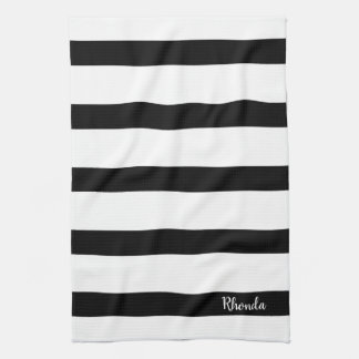 Moderna svartvita randar kökshandduk