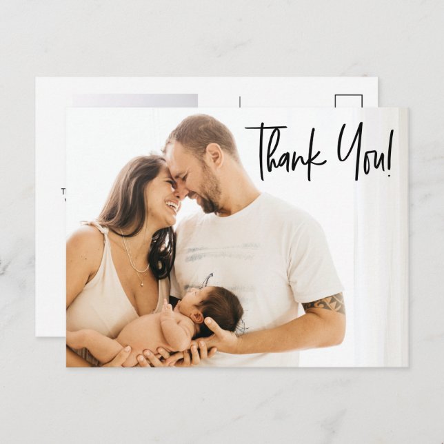 Moderna tackskript Baby Girl foton Meddelande Vykort (Fram/baksida)