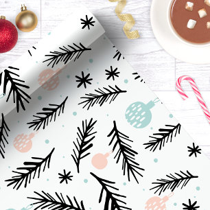 Moderna tallgrenar Chic julfirande Presentpapper
