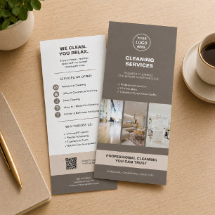 Moderna Taupe-städservice med QR-hyllkort Reklamkort