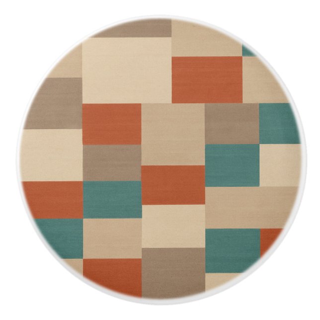 Moderna Teal & Beige Geometriska Block Knopp (Framsidan)