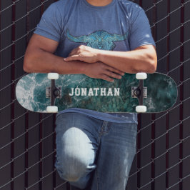Moderna Teal Havsvågor Flygande Personlig Mini Skateboard Bräda 18,5 Cm