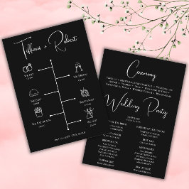 Moderna tidslinjeikoner för svart och vitt Bröllop Program