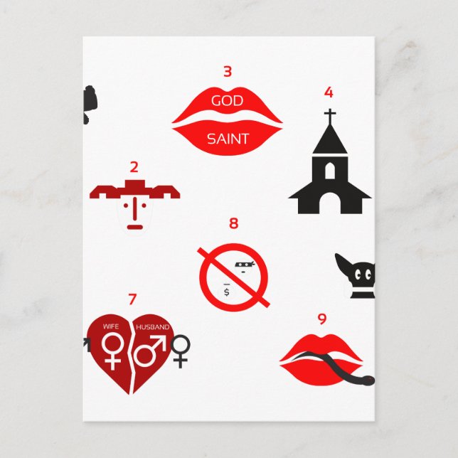 moderna tio kommandon vykort (Framsida)