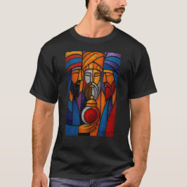 Moderna tre vise män i glasmålning t shirt