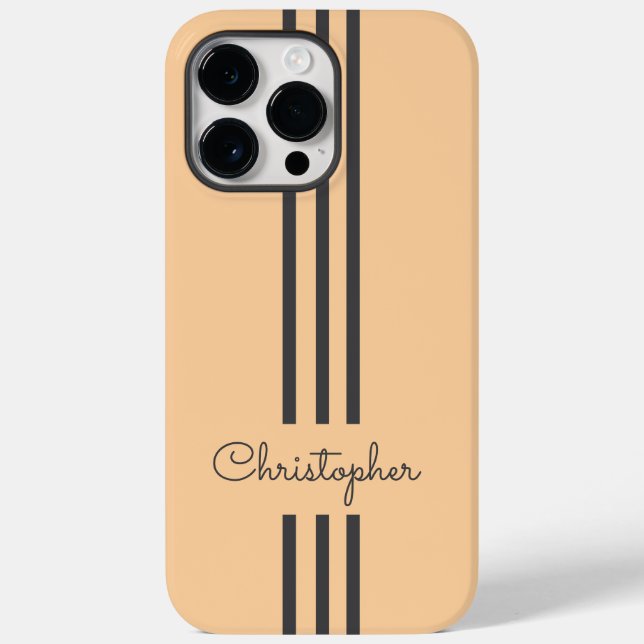 Moderna trendiga tävlingsränder med monogram  (Baksida)