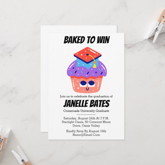 moderna trendigets lustiga studentkort inbjudningar (Fram/Back In Situ)