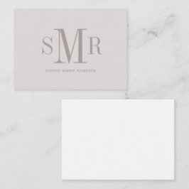 Moderna tresiffriga monogram initialer namn anteckningskort