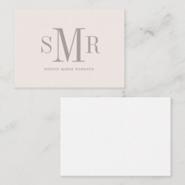 Moderna tresiffriga monogram initialer namn anteckningskort