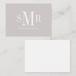 Moderna tresiffriga monogram initialer namn anteckningskort