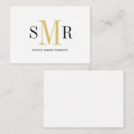 Moderna tresiffriga monogram initialer namn anteckningskort