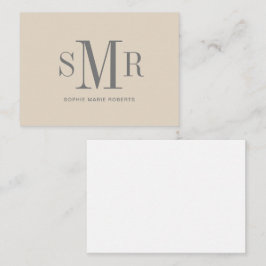 Moderna tresiffriga monogram initialer namn anteckningskort