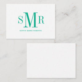 Moderna tresiffriga monogram initialer namn anteckningskort