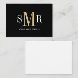 Moderna tresiffriga monogram initialer namn anteckningskort