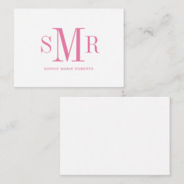 Moderna tresiffriga monogramnamn initialer anteckningskort