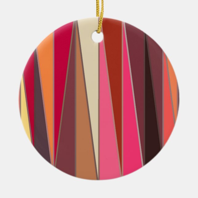 Moderna trianglar, Fuchsia och Brown i mitten av å Julgransprydnad Keramik (Framsidan)