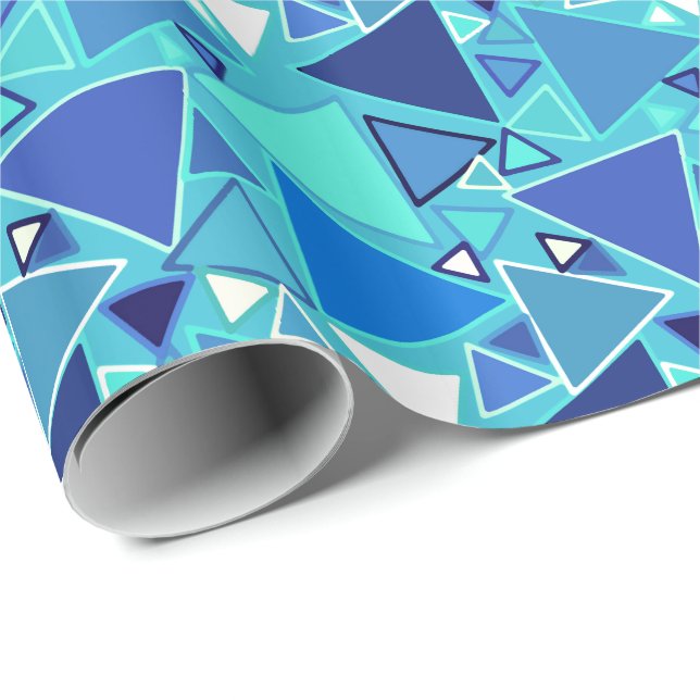 Moderna trianglar i mitten av århundradet, blå nya presentpapper (Rullad Hörn)