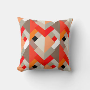 Moderna trianglar, Orange, rött och Grått Thr Kudde