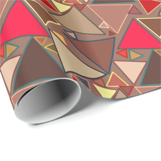 Moderna trianglar, Taupe, Brown, Red Presentpapper (Rullad Hörn)