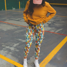 Moderna turkos-former i Guld Rust Paj Leggings