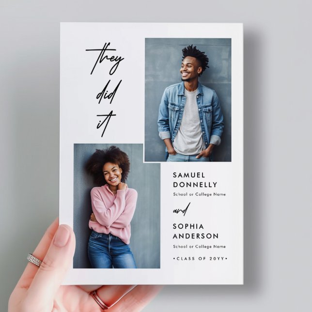 Moderna Två Utbildade Dubbel Gemensam Examen Foto Vykort (Skapare uppladdad)