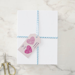 Moderna Twin Hearts Grattis på er bröllop Presentetikett