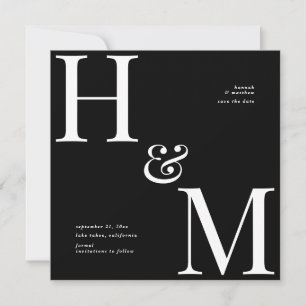 Moderna typografi initialer bröllop spara datum