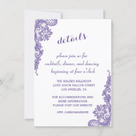 Moderna Ultra Violetta Spetsiga Bröllopsdetaljer M Inbjudningar