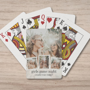 Moderna Vänner Foto Collage Tjejkväll Spel Casinokort