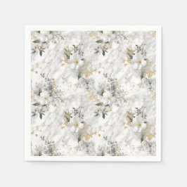 Moderna vårblommor på marmor Bröllopsdusch Pappersservett