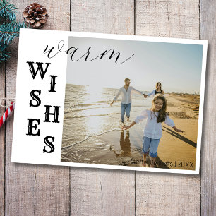 Moderna varma önskningar Två strand familjefoto se Julkort